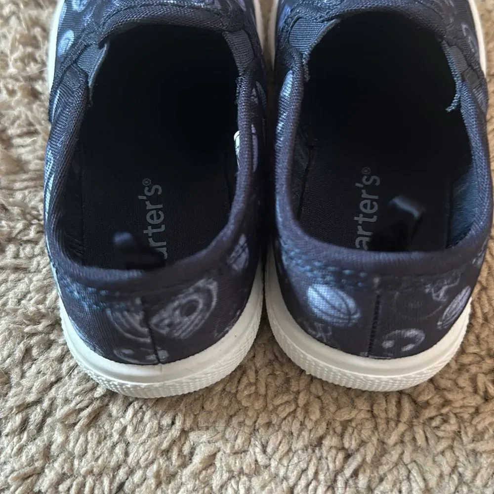 NWOT Carters Toddlers Navy Sport Print Slip On Shoes Size 10